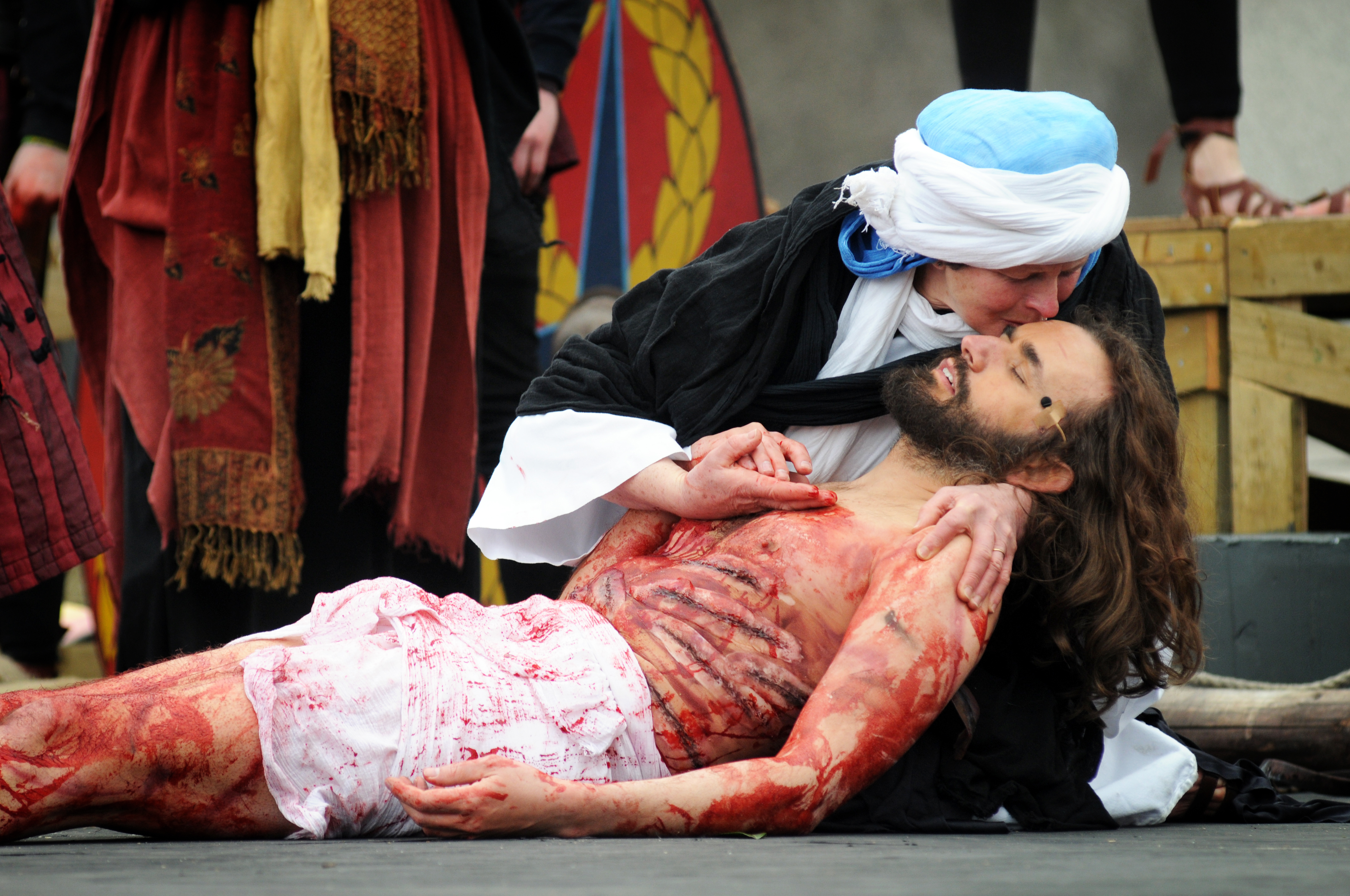 Family day out!. Good Friday. Wintershall brings Jesus to Live, Passion of Jesus Christ at Trafalgar Square. Angels Corner
